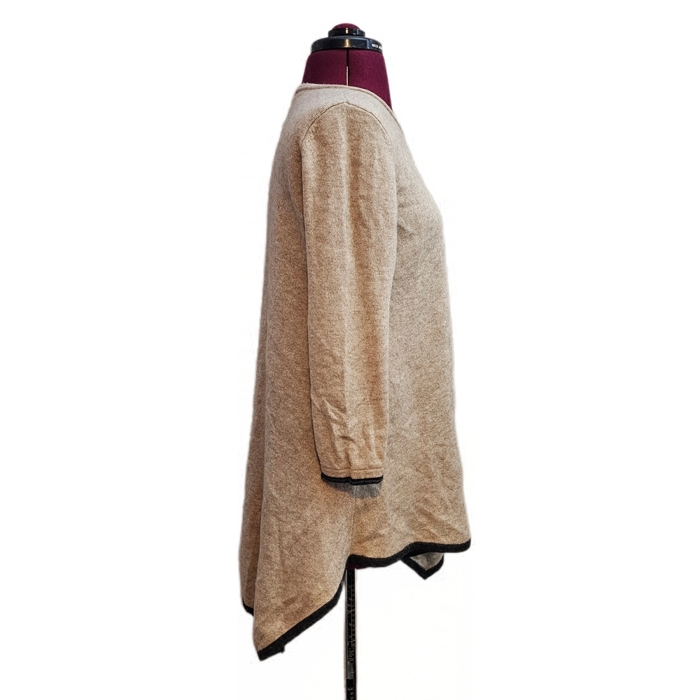 Philosophy Dan Lewis Asymmetrical Cashmere Tunic Sweater Oatmeal/Grey Trim - Picture 5 of 11
